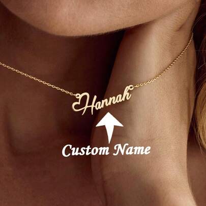 1pc Custom Heart Name Necklace, 18k Gold Stainless Steel Necklace Personalized Name Necklace, Birthday Gift, Valentine's Day Gift