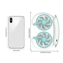 1200mAh tragbarer Dual-Kopf-Ventilator, unerlässlich für den Sommer, Hände-freier Nacken-Hänge-Sportventilator, Reiseventilator, 3 Windgeschwindigkeiten einstellbar, Nacken-Hänge-Dualventilator, für Zuhause, Schlafzimmer, Camping, Büronutzung