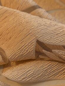 1pc Cut-Out Leaf Pattern Sheer Curtain, Grey/White/Khaki/Red, Semi-Sheer, Lightweight, Suitable For Living Room, Bedroom, Home Decor - Khaki - View 5