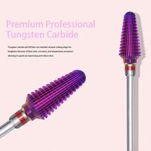 专业旋风式美甲钻头，3/32英寸碳化钨多功能钻头，适用于美甲、修脚、角质层护理、凝胶抛光，沙龙专用钻头，紫色，Bit-X系列，精细款 - 紫色 - 查看 2