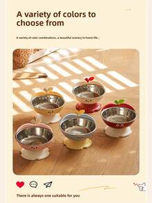 1pc High-Leg Anti-Slip Anti-Spill Pet Bowl, Large Capacity Dog/Cat Food & Water Bowl, Easy To Clean - Multicolor - View 4