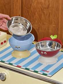 1pc High-Leg Anti-Slip Anti-Spill Pet Bowl, Large Capacity Dog/Cat Food & Water Bowl, Easy To Clean - Multicolor - View 7