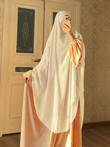 1pc Solid Color Upgraded Double-Layer Chiffon Headscarf, Elegant Long Face Mask Veil Suitable For Daily Wear And Gatherings - Nhiều màu - Xem 9