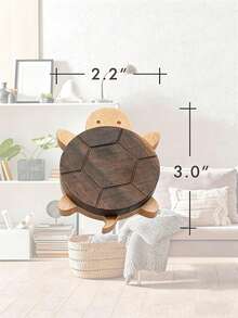 3pcs Natural Wood Sea Turtle Shaped Wall Hooks, Ideal For Decoration, Organization And Storage In Children's And Baby's Room, Rustic Style Coat Rack - Turtle - View 9