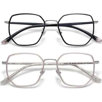 NDOOL Gafas de Filtro de Luz Azul, Paquete 2 Lentes Antireflejantes Mujer y Hombres Gafa para Computadora, Conducción y Casa, Plata y Negro,37282307