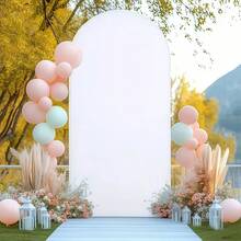 3 Pack Arch Backdrop Cover (7.2FT/6.6FT/6FT), White Wedding Arch Cover, Spandex Balloon Arch Cover, Round Top Chiara Backdrop Arch Cover For Wedding Ceremony, BabyShowe - 白色背景布 - 查看 7