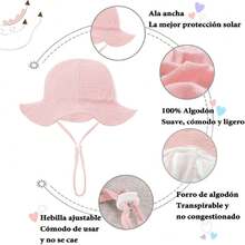 Sombrero de Sol para Bebé, Sombrero de Bebé Niña y Niño de 3 a 12 Meses, Gorro ala Ancha de Sol con Puro Algodón, Gorro de Playa para Días de Campo o Salir para Bebés y Niños Pequeños,36984360 - Café integral - Ver 5