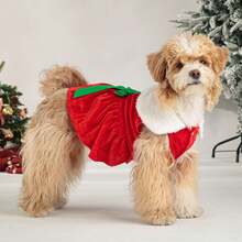Classic Christmas Pet Dress, Christmas Skirt, New Year Outfit, Holiday Costume. Christmas Santa Claus Costume Dress Made Of Velvet Fabric For Pets - Multicolor - View 2