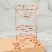 Three-Layer Makeup Sponge Storage Rack - Geometric Design Elegant Beauty Sponge Holder, Sturdy And Stylish, Suitable For Beauty Tools, Sponges And Brushes, Makeup Brush Special Sponge Rack, Streamlined Design, Stable Structure - Rose Gold - View 6