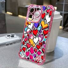 1pcs Colorful Heart Pattern Phone Case Compatible with Apple Phone17ProMax 16 15 14Plus 11 12 13 ProMax Antidrop Phone Case Camera Protection Phone Case Funky Girlish Style Popular Cute Fashion Can Be Given To A Lover Can Be Given To Friends - Rosa - Ver 5