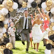 46pcs Black, Gold, White Matte Latex Balloons Set With Gold Glitter Confetti Balloons, Suitable For New Year Decoration, Birthday Party, Baby Shower, Wedding, Valentine's Day, Theme Party, Gender Reveal Party, Cocktail Party, Anniversary, Holidays, Prom And Various Indoor/Outdoor Occasions. Party Supplies, Party Decorations, Photo Backdrop. - Black, Gold and Multi-color - View 4
