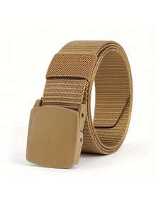 1pc Men's Durable Canvas Belt With Easy-Click Automatic Buckle - Fashionable, Adjustable, Suitable For Jeans And Casual Wear - Multicolor - View 9