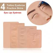 DMicroblading Practice Kit With Skin Eyebrow Tattoo Kit Flat Mannequin Head Lip Makeup With Eyebrow Blade Pen Pigment Ink Ring Training Practice Skin For Microblading Practice Permanent Makeup - Browngraydarkbrownblacklightbrowndarkbrownblackrosered - View 5