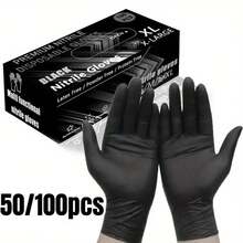 6/50/100pcs Black Disposable Gloves, Essential For Kitchen, Restaurant, Salon, Hair Dye, Hotel, Pet Care, Household Cleaning - Black - View 2