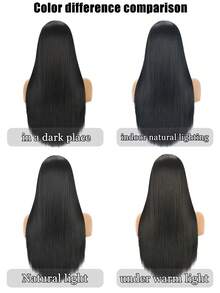 26 Inch Long Straight Wig With Bangs, Heat Resistant Synthetic Hair - Natural Soft Hair Suitable For Daily Wear, Cosplay, Halloween, Music Festivals, Christmas Events - Women's Fashion Black - Black - View 9