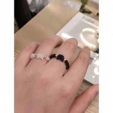 2pcs Dainty Pearl Flower Beads Fidget Ring Unisex Minimalist  Everyday Party Casual Jewelry Accessory - Nhẫn hai mảnh - Xem 5