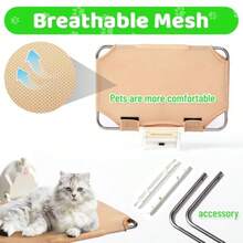 Foldable Cat Window Perch And Cat Window Hammock With Only One Large Strong Suction CupsMetal Frame With Patented Suction Cups Design Great For Car Travel And Indoor Windows - White - View 7