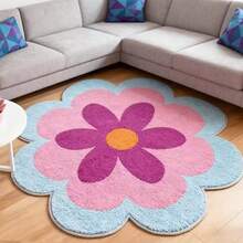 1 件装，多种花朵造型装饰地毯，独特设计，创意造型，可收藏，易于清洁，可水洗。天然舒适的地毯，适用于床边、卧室、书房、客厅、家居装饰，印花地毯，窗台地毯。 - 彩色 - 查看 5