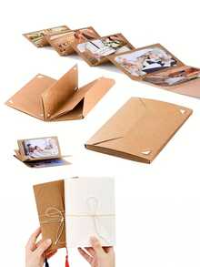 DIY Hanging Photo Album, Wall Decor Photo Album, 5/6 Inch Universal DIY Photo Collection, One-Piece Paper Display Frame Album, Photo Postcard Album, Can Be Used As Birthday Gift, Graduation Gift, Back To School Gift, Life Record, Christmas, Wedding Guest Book And Anniversary (Comes With Rope + Random Color Tassel) - Multicolor - View 3