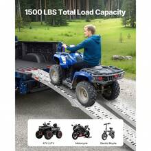 Aluminum Ramps, 1500 Lbs, 2Pcs Heavy-Duty Ramps With Wider Ramp Surface, Universal Stable Loading Ramp With Handles, Fit For ATV, UTV, Motorcycle, Electric Bicycle, Etc. - 1500 Lbs - View 2
