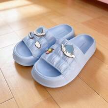 Miniso Sanrio Cinnamoroll Women's Indoor Bathroom Slippers (Size 35-36) - Comfortable Soft Material, Exquisite Character Badge Detail, Non-Slip Sole For Use In Bathroom & Home Daily Wear(1 PC) - Baby Blue - View 2