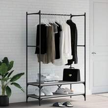 Clothes Rack With Shelves Grey Sonoma Engineered Wood - Grey - View 2