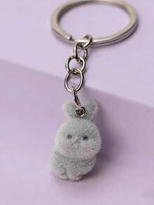 3pcs Cute Cartoon Rabbit Flocked Keychains, Adorable Detailed Cartoon Animal Couple Bag/Phone/Key Pendant, Fashionable Lovely Small Gift - Multicolor - View 11