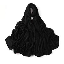 1条女士纯色褶皱休闲围巾，弹性透气针织发带，保暖防晒披肩 - 多色 - 查看 21