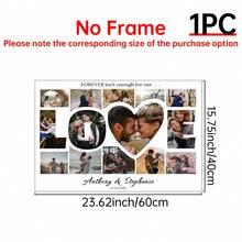 1pc Valentines Day LOVE Word Photo Collage Frame Editable TEMPLATE Printable Personalized Valentine's Heart Poster,Anniversary Gift Valentines Day Customized Wall Art,Pictures Custom Photo,Customizable Things, Optional Frame.Room Decor - Multicolor - View 18