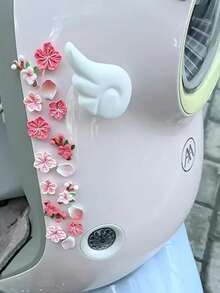 32/16/8pcs Peach Blossom 3D Stereo Resin Stickers, Suitable For Electric Vehicles, Motorcycles, Mirrors, Computers, Refrigerators, Car Interiors, Home Decor Flower Decorative Stickers - Peach Blossom Decorative Stickers - View 3