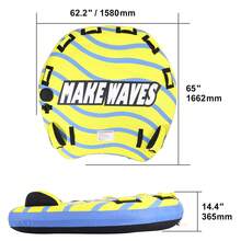 Towable Tube For Boating, 1-3 Riders Inflatable Towable Tube With Bumper Fins, 510 Lbs Water Sport Towable Tubes For Boats To Pull, Full Nylon Cover, EVA Grab Handles And Speed Saf Ety Valve - 62.2" X 65.4" X 14.4" - View 10