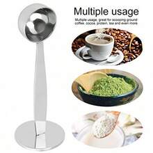 2-In-1 Coffee Spoon And Tamper, 1 Tablespoon Measuring Spoon Made Of Stainless Steel For Coffee Beans, Loose Tea, Spices And Ground Coffee - Bạc - Xem 2