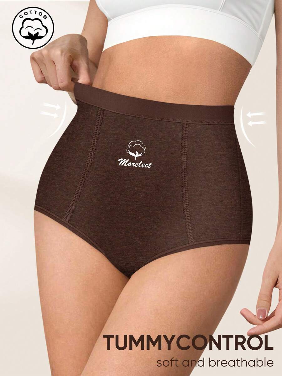 Women's Mid/High Waist Seamless Briefs, Comfortable & Breathable, Skin-Friendly, Minimalist Design - Coffee Brown - View 1