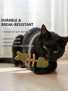 猫咪洁齿棒，天然鱼骨形状磨牙玩具，含猫薄荷，猫咪牙齿护理工具 - 彩色 - 查看 7