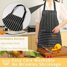 Tosewever 2 Pieces Kitchen CooFKing Aprons, Cotton Polyester Blend Adjustable Bib Aprons With 2 Pockets For Women Men Chef Chef (Black/Brown Stripes, 2) - 黑色/棕色條紋 - 查看 4