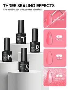 peacecolor 37件套完整凝胶指甲油套装，包含美甲灯、红/白/粉闪粉凝胶指甲油、底油和亮油，适合女性DIY美甲，新年礼物 - 彩色 - 查看 5