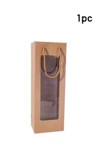 Bộ 6 túi quà tặng rượu vang, túi tote rượu vang đỏ trong suốt có cửa sổ, túi quà tặng rượu vang có tay cầm, thích hợp cho Ngày Valentine, túi đựng hoa, túi đựng rượu vang đỏ, Ngày của Mẹ, Lễ Tạ ơn, túi tay cầm dài cho đám cưới, tiệc tùng, màu nâu/trắng. - Nhiều màu - Xem 12
