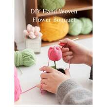 YDKGPSH Ramo de rosas de ganchillo ramo de flores de ganchillo hecho a mano para el dia de San Valentin boda aniversario Navidad Año Nuevo rosa medio-azul - Azul+Mediano - Ver 4