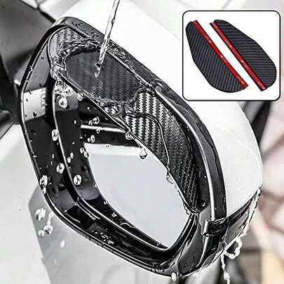 Car Rearview Rain Eyebrow Shield,Car Mirror Rain Protector,Mirror Visor Guard For Truck And SUV(Carbon Fiber,2Pack)