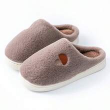 A Pair Of Cute Cotton Indoor Slippers In Pink, White Or Beige Colors. They Are Comfortable And Warm. With Thick Soles And Anti-Slip Design, They Are Perfect For Wearing At Home Or In School. - Màu Khaki - Xem 1