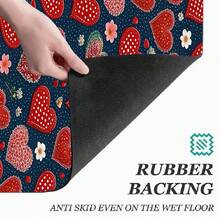 1pc Red Heart Print Absorbent Mat/Drying Mat For Coffee Maker, Dishes - Polyester Absorbent Desktop Protective Mat With Rubber Anti-Slip Pad, For Kitchen Counter Decor, Home Bar And Dining Table - Multicolor - View 11