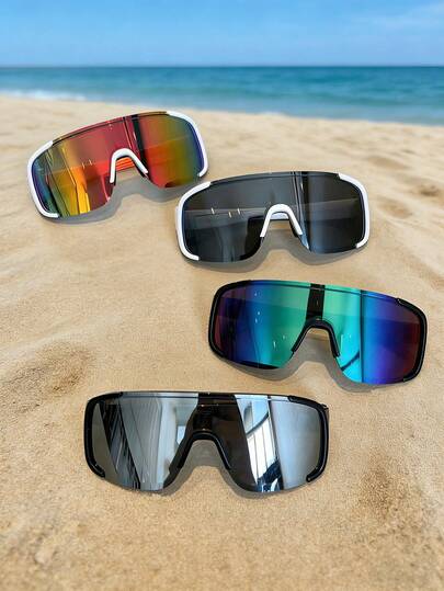 1副超大镜框户外骑行运动护目镜 - 男女通用防风防护眼镜，适合徒步、登山和跑步，配有彩色镜片