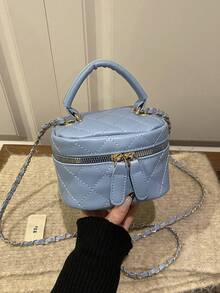 Lightweight Mini Chain Bag Quilted Handbag Bucket Bag Suitable For Young Girls, College Students And Office Workers - Dusty Blue - View 7