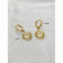 Hollow Out Heart Detail Sun Drop Earrings Valentines,Mom,Mother,Mother's Day,Gift - Vàng - Xem 4