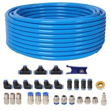 1/2" OD X 60FT Blue PU Air Tube Kit, Industrial Quick Connect Coupler & Plug, Garage Air Compressor Accessories Kit - Blue + Plastic + PU + Steel - View 12