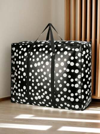 大容量可折叠搬家旅行袋 - 防水防潮无纺布和牛津布材质，带结实提手；重型可折叠行李/搬家袋/衣物/被褥收纳袋，波点图案；多用途收纳袋