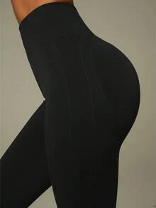 UONNOU Viral Sculpting Leggings | High Waist Tummy Control Yoga Pants - Black - View 6