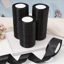 1/5pcs Satin Ribbon, For DIY Rose Flower Decoration, Gift Wrapping - Wedding Party Bowknot Ribbon, - Black - View 11