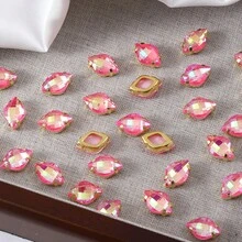 20-25pcs/Pack Gold Rhombus Flat Bottom High Quality Handmade Non-Hotmelt Crystal Nail Art Rhinestones Glitter 3D Decorations For DIY Enthusiasts - Glass Material - Suitable For Decoration - Multicolor - View 41