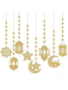 Star&Moon Hanging Decor, Six Pieces Set Star And Moon And Lantern Hanging Decor, Moon Hanging Decor, Dreamy Combination Of Moon And Stars, For Home Decor, Room Decor, And Wall Decor, Eid Al-Fitr Gift, Ramadan Home Decor, Ramadan Room Decor, Ramadan Gift, Ramadan Decorations, Ideal For Parties, Graduation Presents, Window Hanging. - Multicolor - View 14